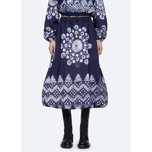 SEA New York NWT Yana Navy Tie Die Midi Skirt Size Small $375
